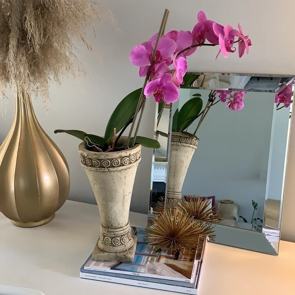 BEAUTIFUL Ornate SCROLLED‎ Cement VASE stone